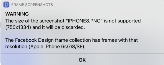 Unsupported resolution error message, with frame suggestion